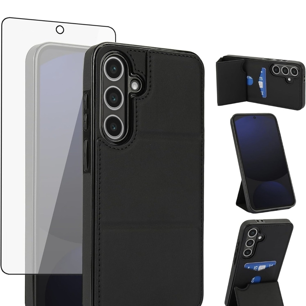 Black Phone Case with Screen Protector For Galaxy S24FE